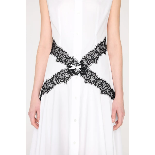 Viktor & Rolf Lace Shirt Dress in White, view 5