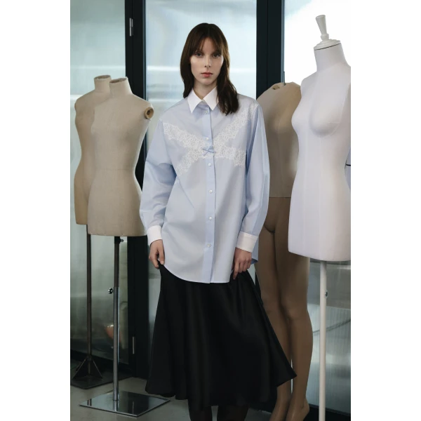 Viktor & Rolf Lace Shirt in Light Blue, view 5