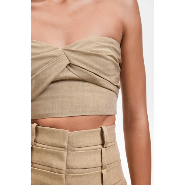 Viktor & Rolf Linen-Silk Blend Bralette in Beige, view 5