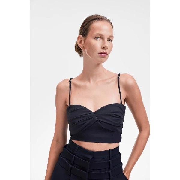 Viktor & Rolf Linen-Silk Blend Bralette in Black, view 5