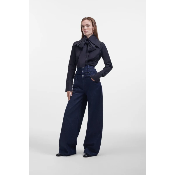 Viktor & Rolf Multi-Layered Collar Shirt in Black, view 4