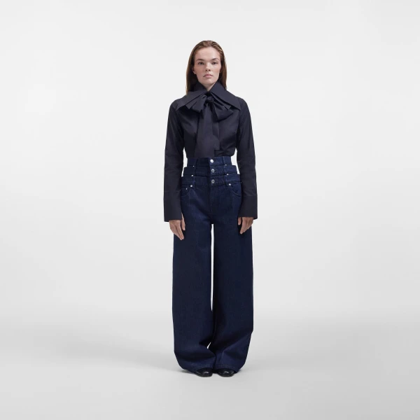 Viktor & Rolf Multi-Layered Collar Shirt in Black, view 5