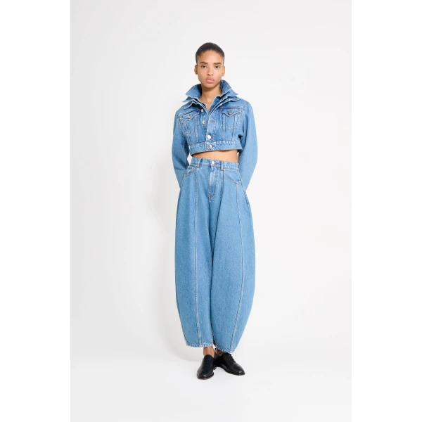 Viktor & Rolf Multi-Layered Cropped Denim Jacket in Blue, view 2