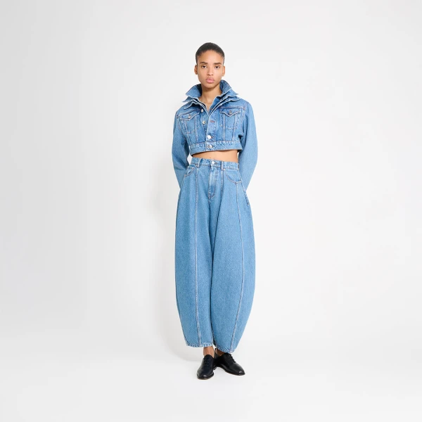 Viktor & Rolf Multi-Layered Cropped Denim Jacket in Blue, view 6