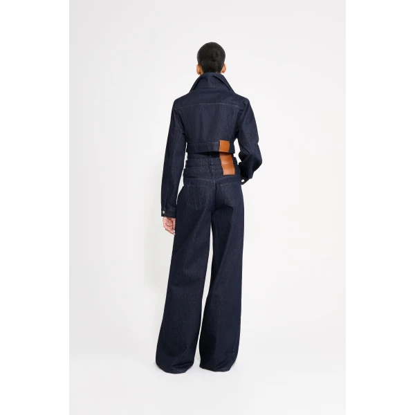 Viktor & Rolf Multi-Layered Cropped Denim Jacket in Dark Blue, view 3