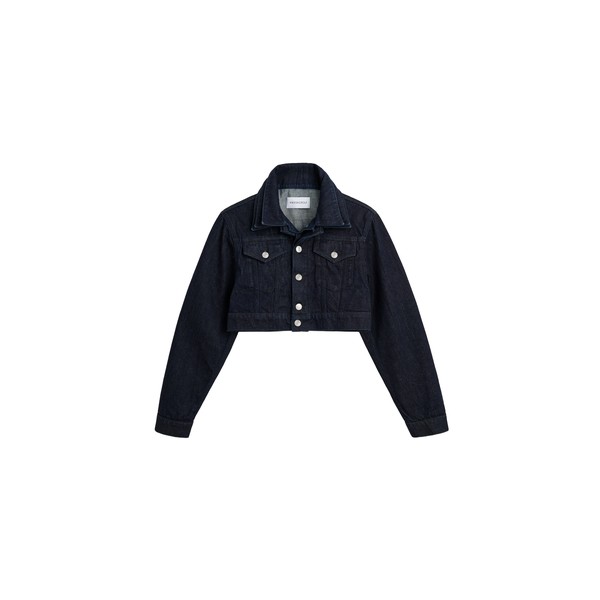 Viktor & Rolf Multi-Layered Cropped Denim Jacket in Dark Blue