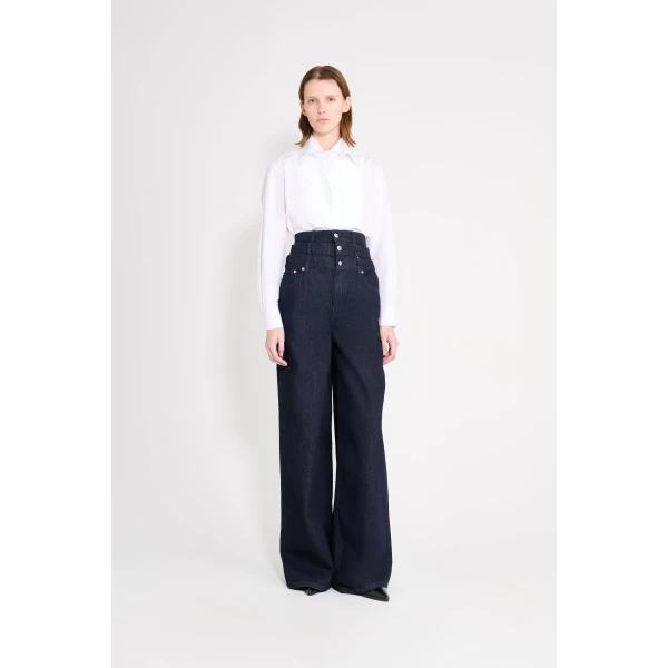 Viktor & Rolf Multi-Layered Denim Jeans in Dark Blue, view 2