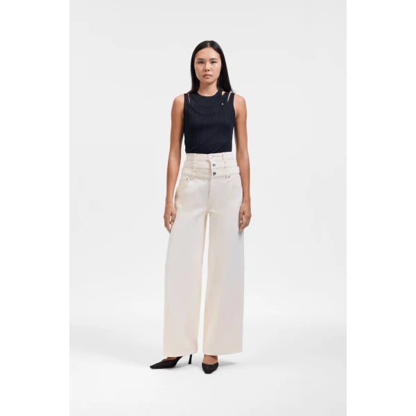 Viktor & Rolf Multi-Layered Denim Jeans in Off White, view 2
