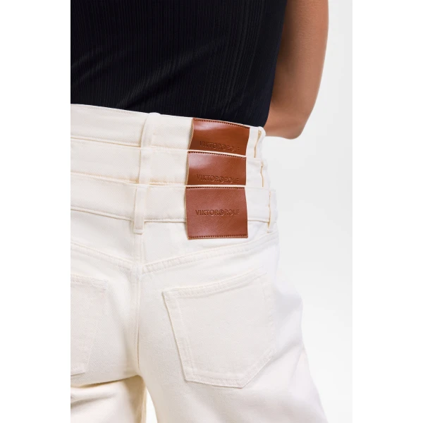 Viktor & Rolf Multi-Layered Denim Jeans in Off White, view 5
