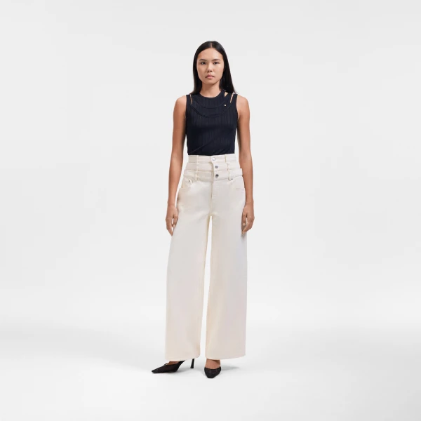 Viktor & Rolf Multi-Layered Denim Jeans in Off White, view 6