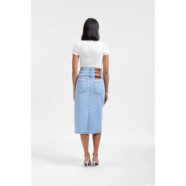 Viktor & Rolf Multi-Layered Denim Skirt in Light Blue, view 3