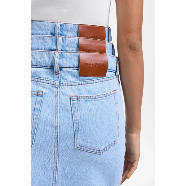 Viktor & Rolf Multi-Layered Denim Skirt in Light Blue, view 5