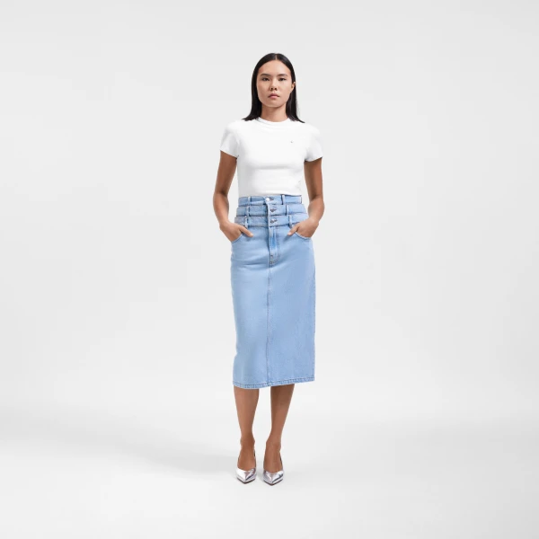 Viktor & Rolf Multi-Layered Denim Skirt in Light Blue, view 6