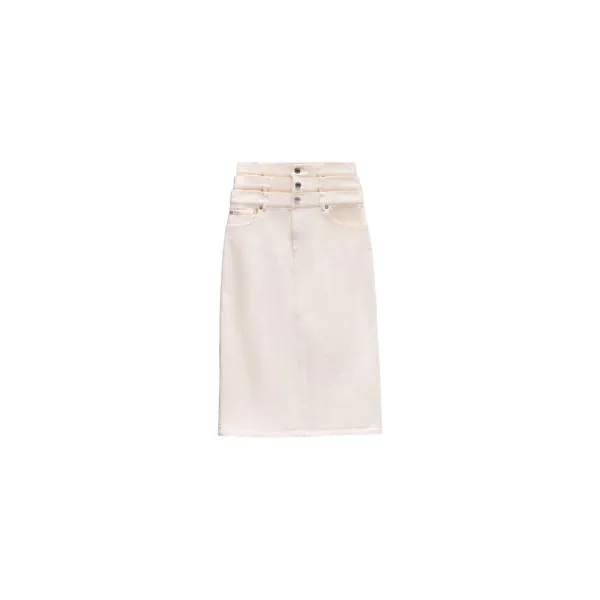 Viktor & Rolf Multi-Layered Denim Skirt in Off White