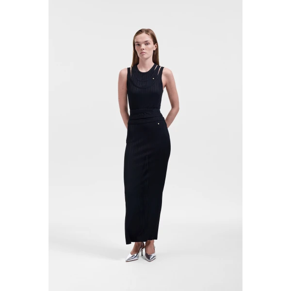 Viktor & Rolf Multi-Layered Jersey Skirt in Black, view 2