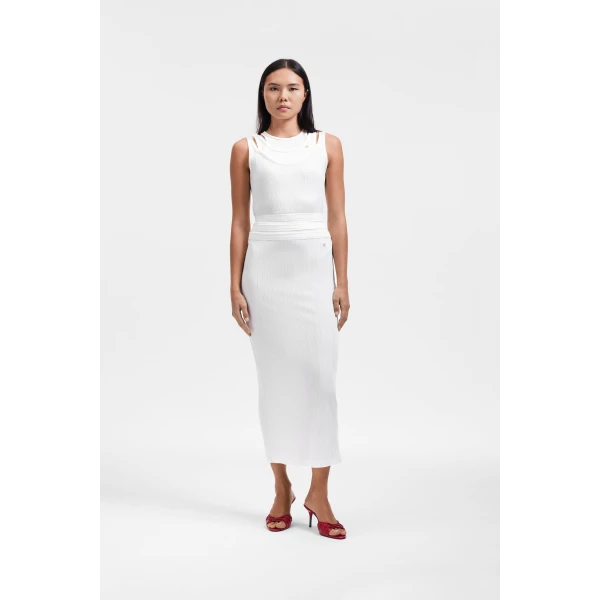 Viktor & Rolf Multi-Layered Jersey Skirt in Off White, view 2