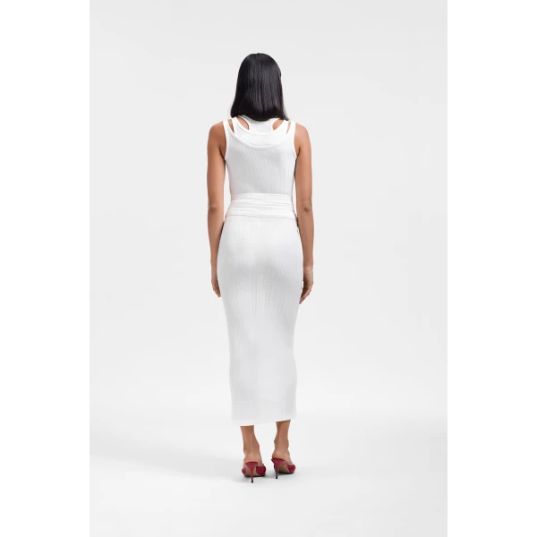 Viktor & Rolf Multi-Layered Jersey Skirt in Off White, view 3