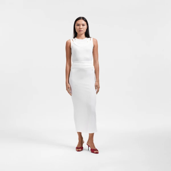 Viktor & Rolf Multi-Layered Jersey Skirt in Off White, view 6