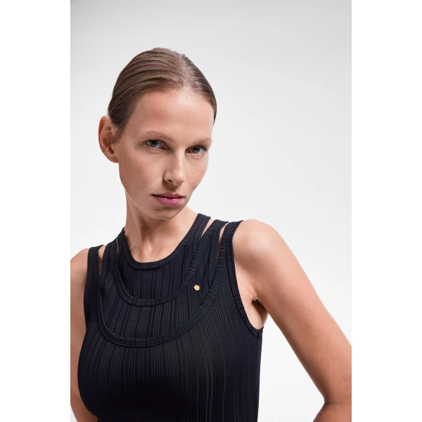Viktor & Rolf Multi-Layered Jersey Tank Dress in Black, view 4