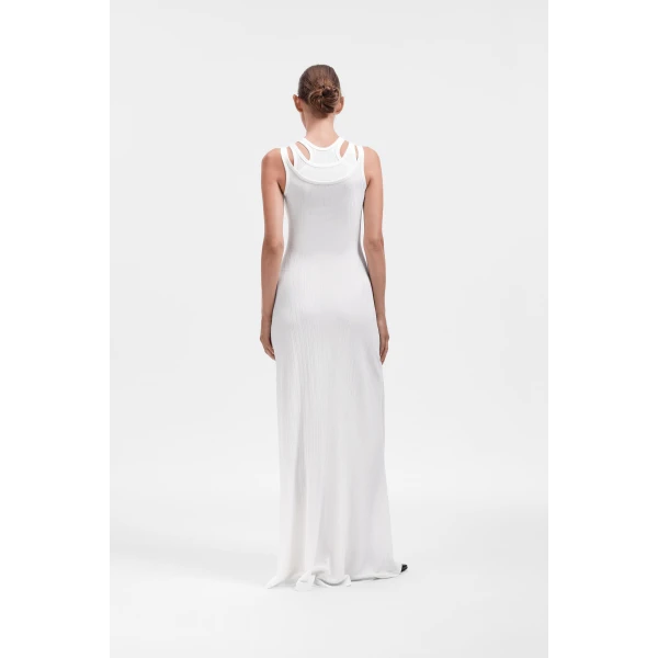 Viktor & Rolf Multi-Layered Jersey Tank Dress in Off White, view 3