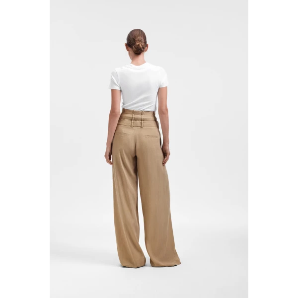 Viktor & Rolf Multi-Layered Linen Silk Blend Trousers in Beige, view 3