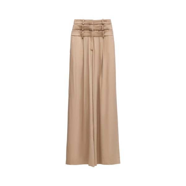 Viktor & Rolf Multi-Layered Linen Silk Blend Trousers in Beige