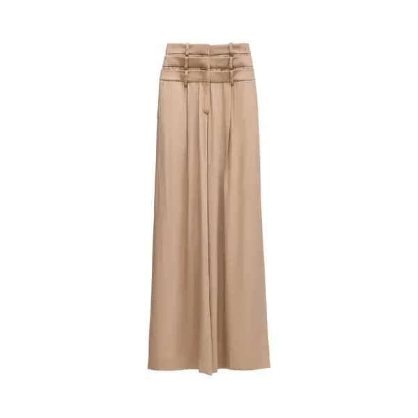 Viktor & Rolf Multi-Layered Linen Silk Blend Trousers in Beige