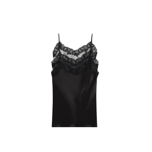 Viktor & Rolf Multi-Layered Silk Lace Cami Dress in Black