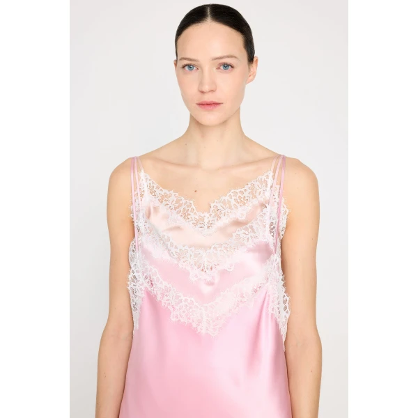 Viktor & Rolf Multi-Layered Silk Lace Cami Dress in Pink, view 5