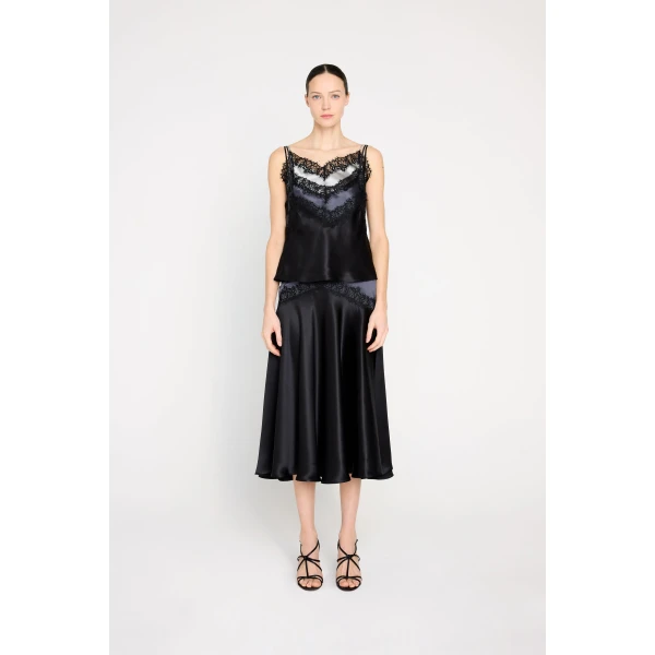 Viktor & Rolf Multi-Layered Silk Lace Cami in Black, view 2