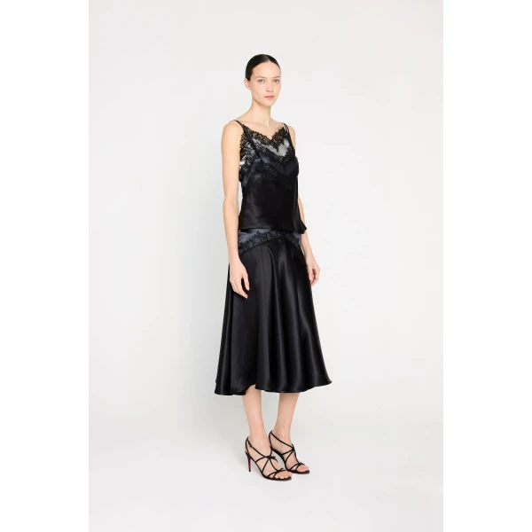 Viktor & Rolf Multi-Layered Silk Lace Cami in Black, view 4