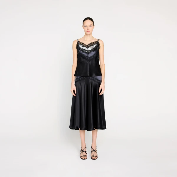 Viktor & Rolf Multi-Layered Silk Lace Cami in Black, view 6
