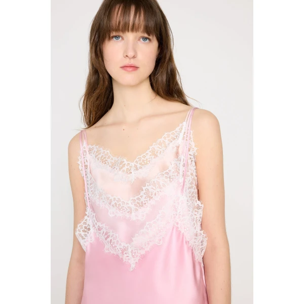 Viktor & Rolf Multi-Layered Silk Lace Cami in Pink, view 5
