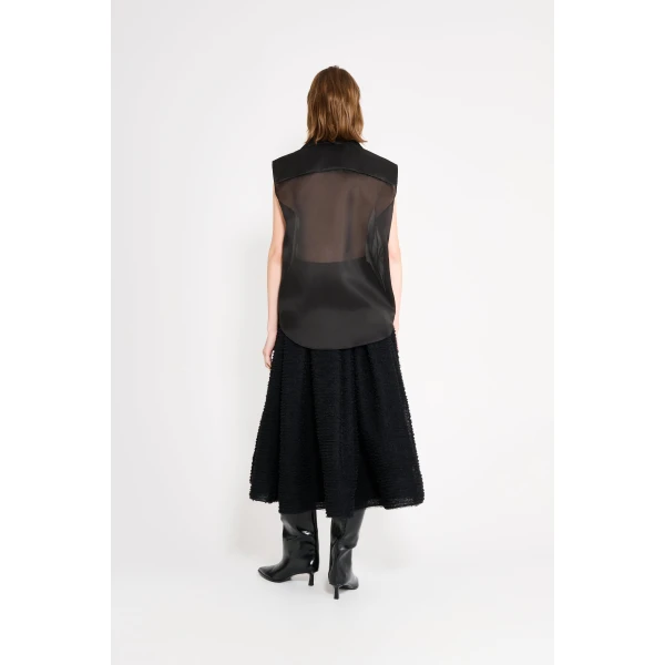 Viktor & Rolf Multi-Layered Sleeveless Organza Shirt in Black, view 3
