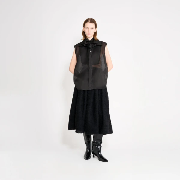 Viktor & Rolf Multi-Layered Sleeveless Organza Shirt in Black, view 6