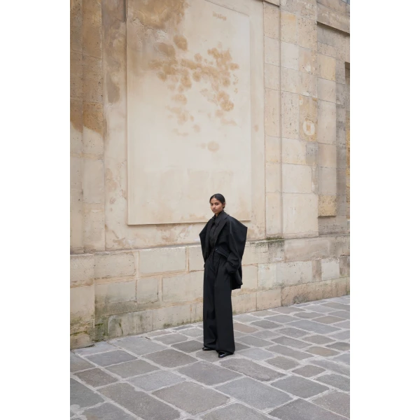 Viktor & Rolf Multi-Layered Wool Trousers in Black, view 5
