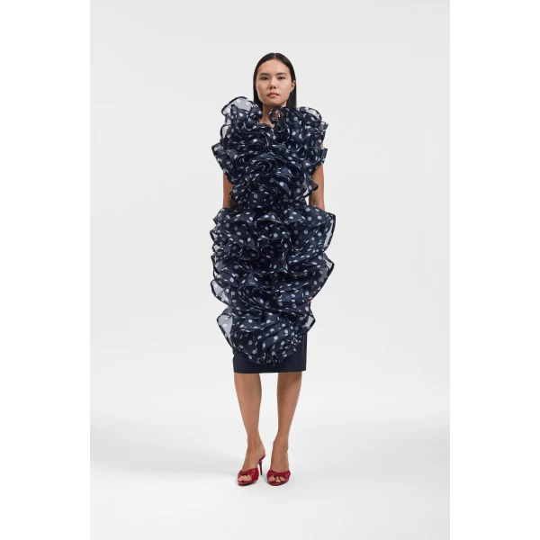 Viktor & Rolf Polyester Volant Jabot Organza Top in Black, view 2