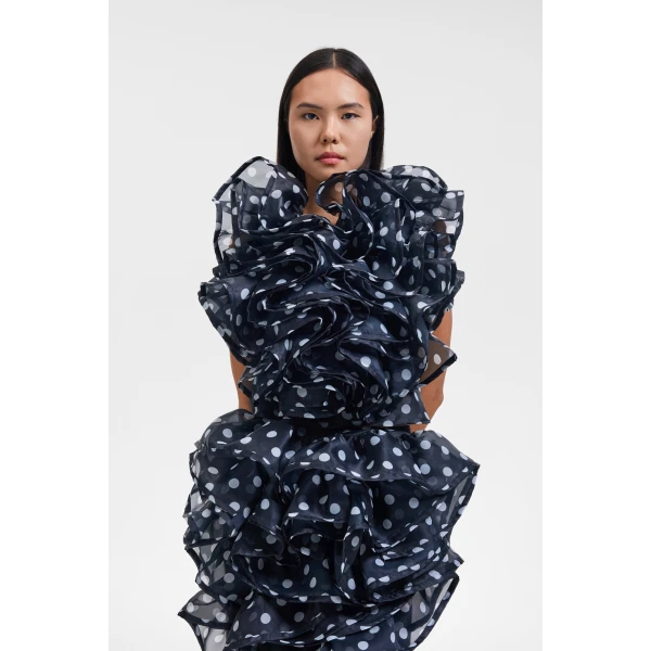 Viktor & Rolf Polyester Volant Jabot Organza Top in Black, view 5