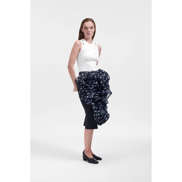 Viktor & Rolf Polyester Volant Midi Skirt in Black, view 4
