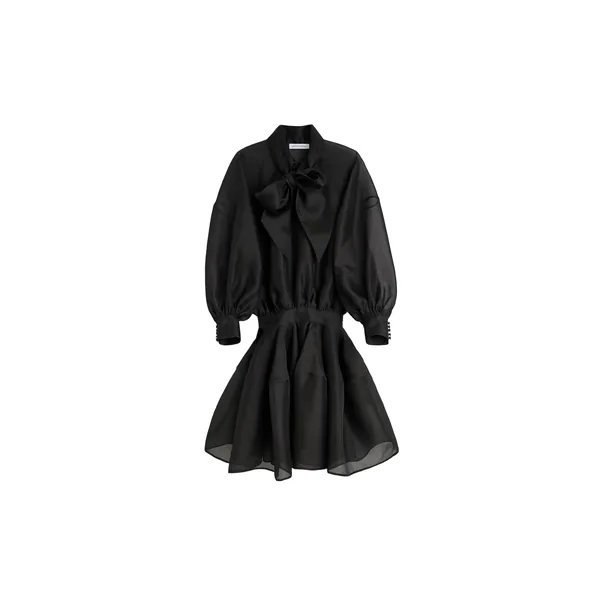 Viktor & Rolf Pussy Bow Circle Organza Mini Dress in Black