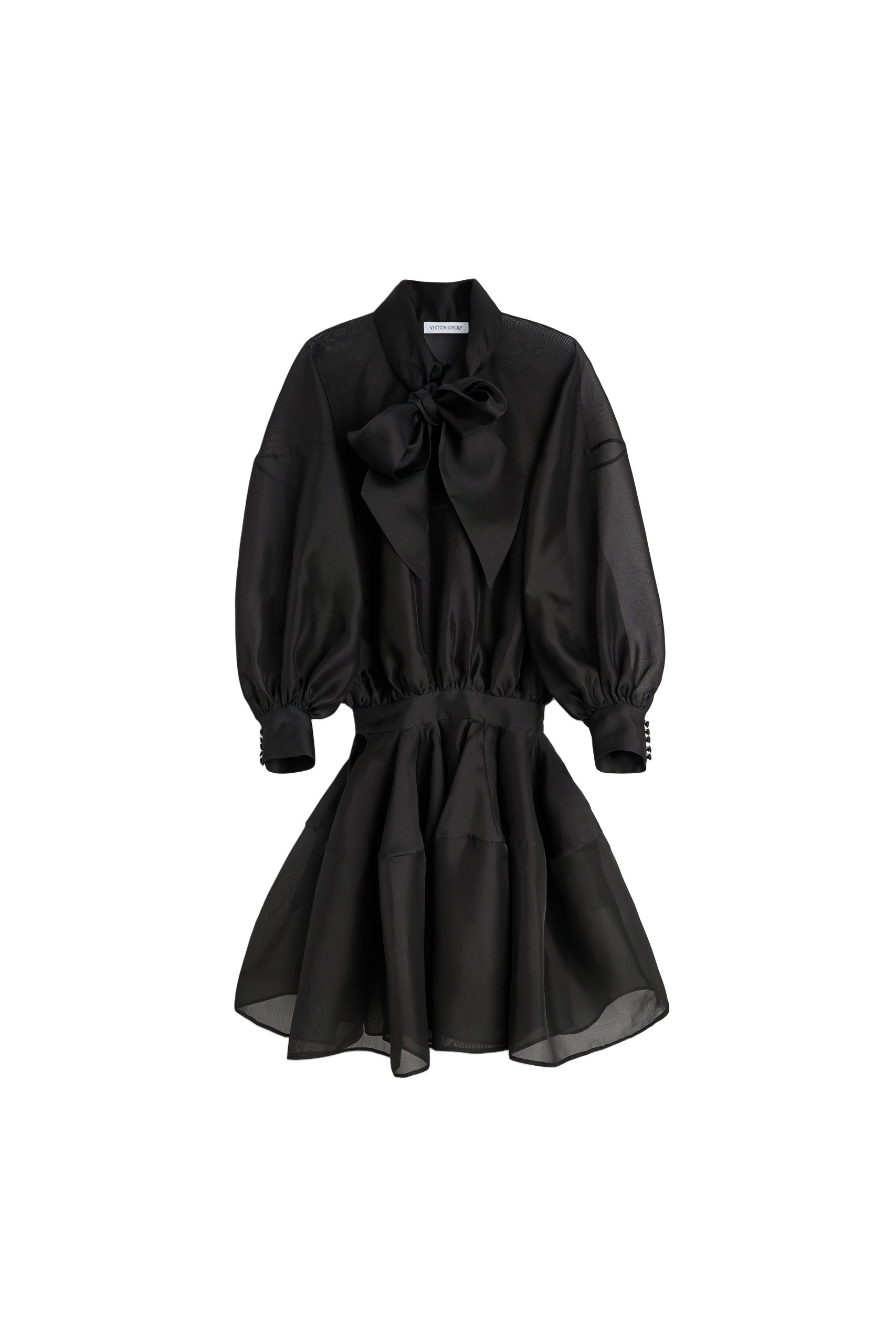 Viktor & Rolf Pussy Bow Circle Organza Mini Dress in Black