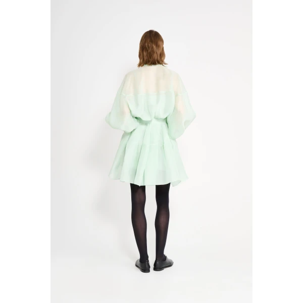 Viktor & Rolf Pussy Bow Circle Organza Mini Dress in Light Green, view 3