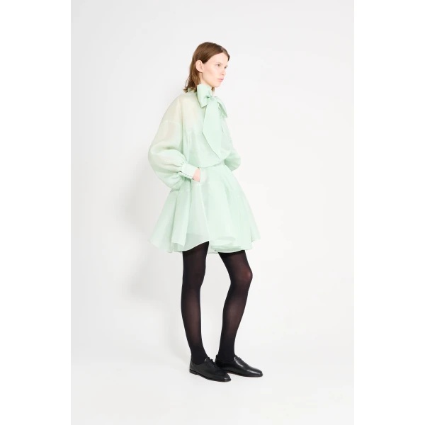 Viktor & Rolf Pussy Bow Circle Organza Mini Dress in Light Green, view 4