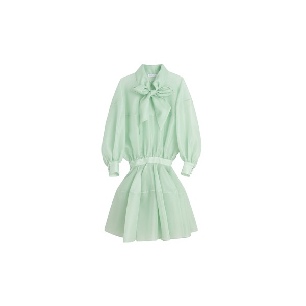 Viktor & Rolf Pussy Bow Circle Organza Mini Dress in Light Green