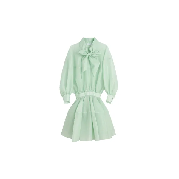 Viktor & Rolf Pussy Bow Circle Organza Mini Dress in Light Green