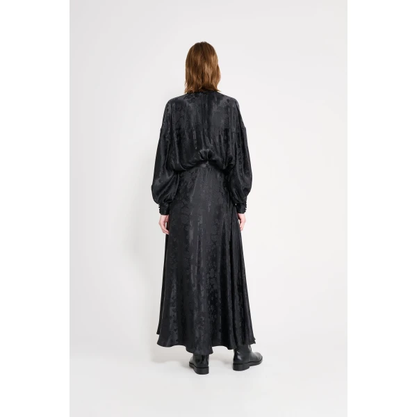 Viktor & Rolf Pussy Bow Circle Silk Long Dress in Black, view 3