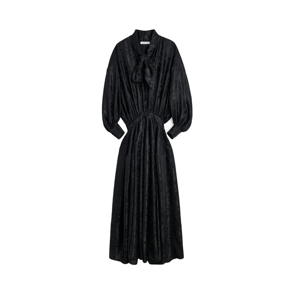 Viktor & Rolf Pussy Bow Circle Silk Long Dress in Black
