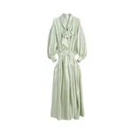 Viktor & Rolf Pussy Bow Circle Silk Long Dress in Light Green