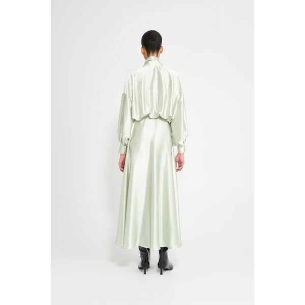 Viktor & Rolf Pussy Bow Circle Silk Long Dress in Light Green, view 3