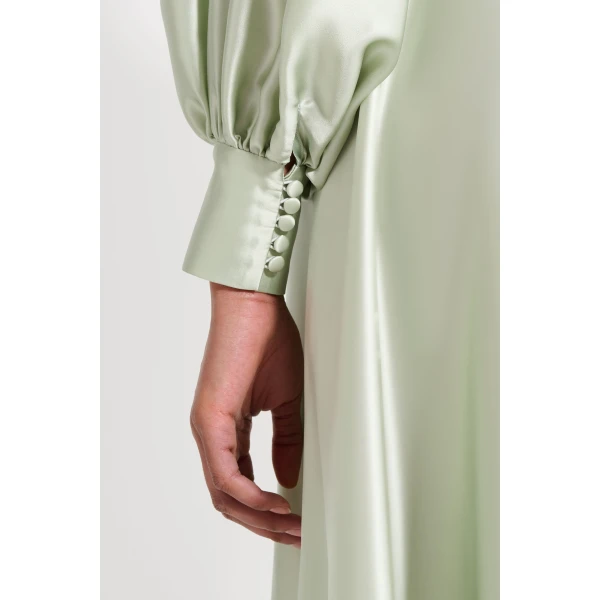 Viktor & Rolf Pussy Bow Circle Silk Long Dress in Light Green, view 5